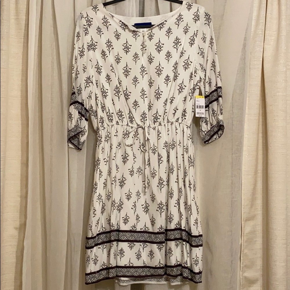 White and grey floral dress
